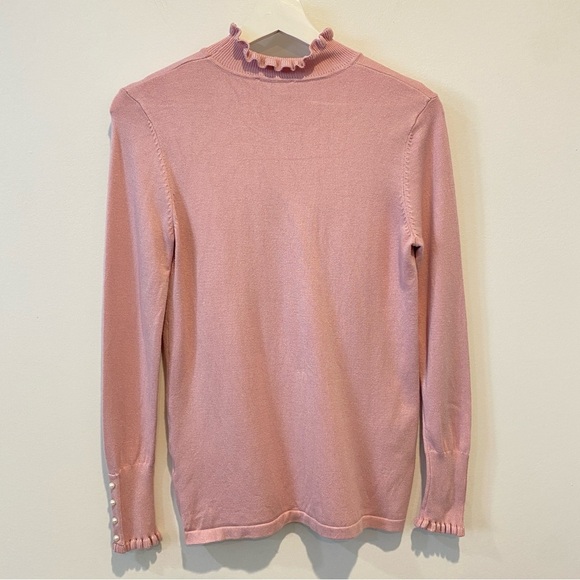 Laura Petites Coquette Girl Feline Turtleneck in Pink with Pearl Accents - Picture 7 of 17